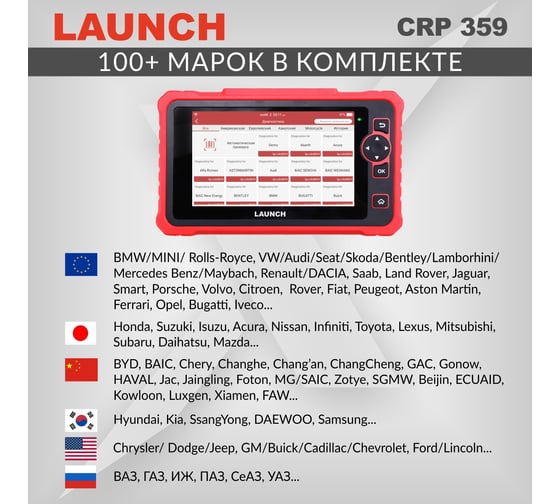 Диагностический мультимарочный сканер Launch CRP 359 LNC-122