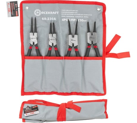 Набор съемников стопорных колец Forcekraft  4пр. (230мм) на полотне FK-68-230A 52478