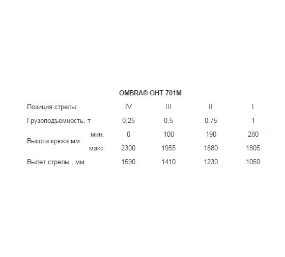 Гидравлический складной кран Ombra OHT701M 55525
