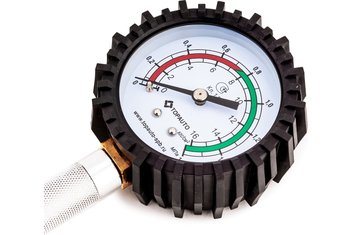 Компрессометр Топ Авто Удлиненный ВАЗ (2110-12, 16 клап.), 11121, манометр в резиновом чехле