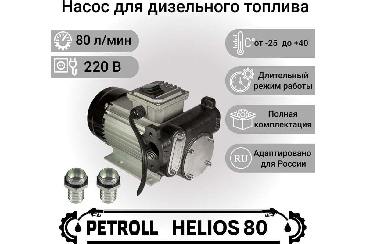 Электрический насос Петролл helios-80 (220v, 80 л/м) 3006 - выгодная цена,  отзывы, характеристики, фото - купить в Москве и РФ