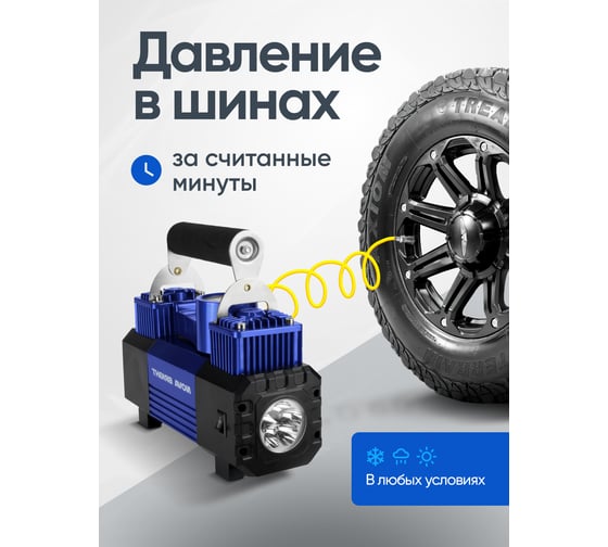 Компрессор Nova Bright АК-90 двухпоршневой, до 90 л/мин., 150 PSI, 12В, металл.корпус, пластик.кейс, цифровой манометр, LED-фонарь 36450