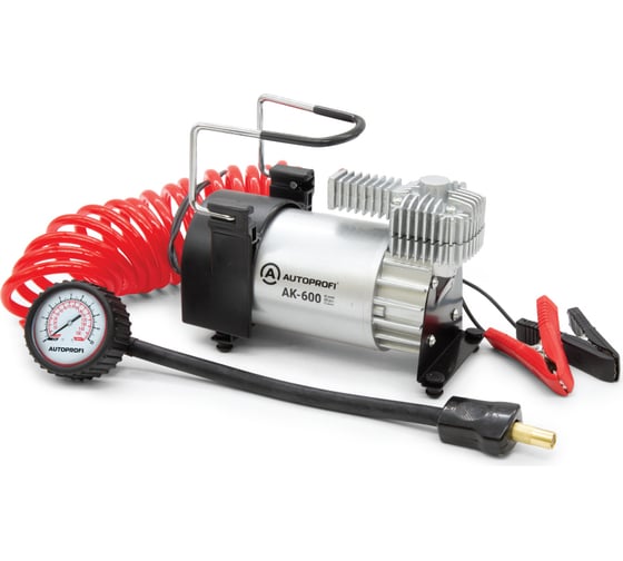 Воздушный компрессор AUTOPROFI 60 л./мин., 12v/23a, 280w, шланг 3 м., шнур питания 3 м., питание от акб, клапан для регулир. давления, набор из 4-х переходников для надувн. изделий, сумка AK-600 1