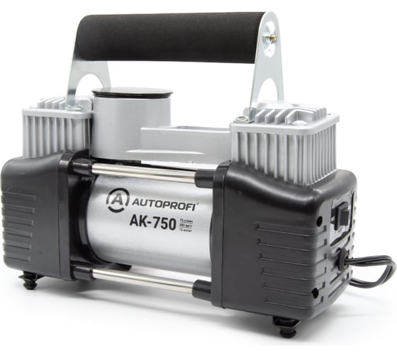 Воздушный компрессор AUTOPROFI 75 л./мин., 12v/30a, 300w, шланг 5 м., шнур питания 3 м., питание от акб, клапан для регулир. давления, набор из 4-х переходников для надувн. изделий, переходники для накач. лодок, сумка AK-750