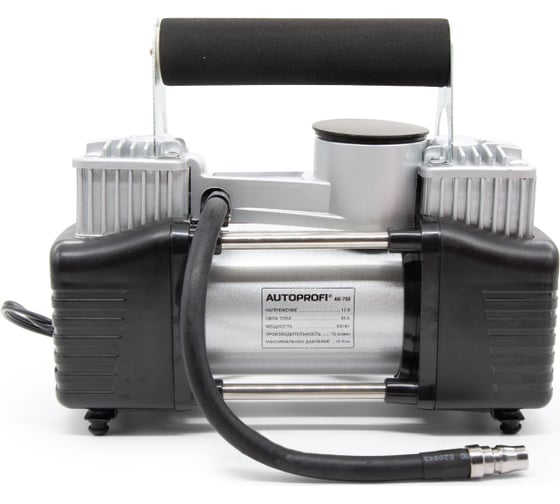 Воздушный компрессор AUTOPROFI 75 л./мин., 12v/30a, 300w, шланг 5 м., шнур питания 3 м., питание от акб, клапан для регулир. давления, набор из 4-х переходников для надувн. изделий, переходники для накач. лодок, сумка AK-750