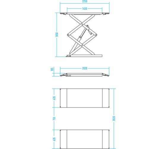 Низкопрофильный ножничный подъемник NORDBERG N631L3.5-220