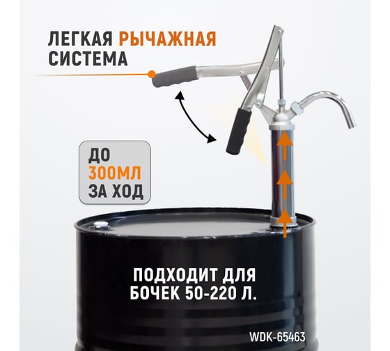 Ручной насос WIEDERKRAFT для бочек 113-207 литров WDK-65463