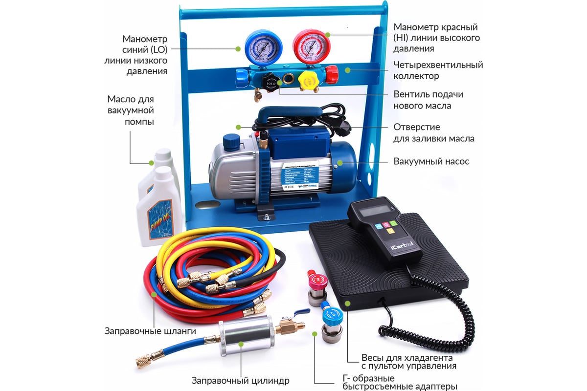 Комплект для заправки кондиционера автомобиля Autech R134a и герметик