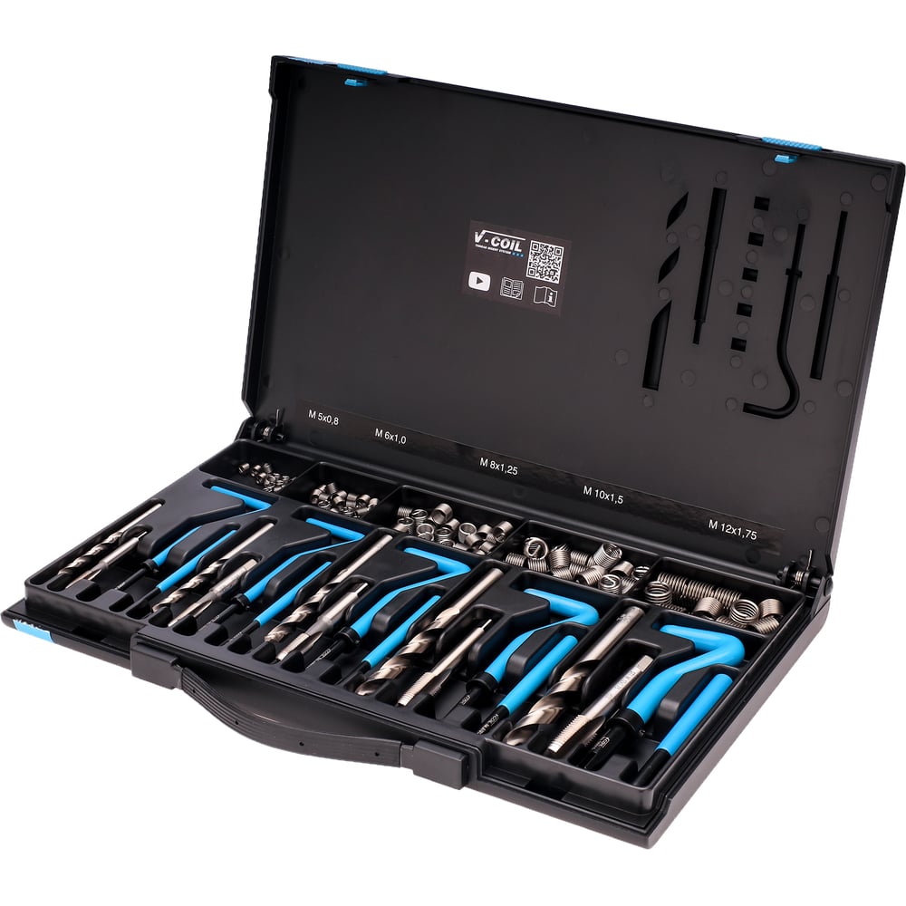 Набор для восстановления резьбы VOLKEL М5-М12 130 предметов V-Coil ...