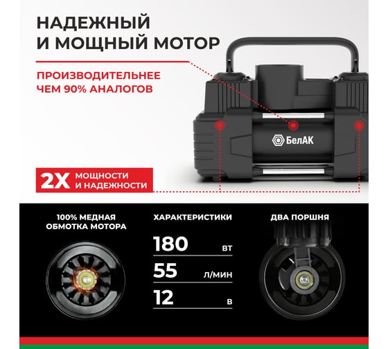 Компрессор БелАK МИСТРАЛЬ-55 12V, 55 л/мин БАК.99160