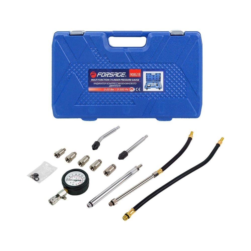 Индикатор компрессии бензинового двигателя Forsage profi 12пр, 0-20bar ...