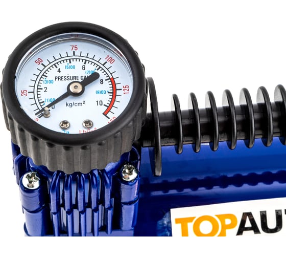 Автомобильный поршневой компрессор TopAuto ка-3502 35 л/мин, до 9.5 атм/140psi, универсальные насадки, металлический корпус КА350200