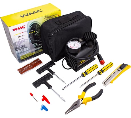 Компрессор автомобильный WMC TOOLS с набором инструментов 12V WMC-011(30200)