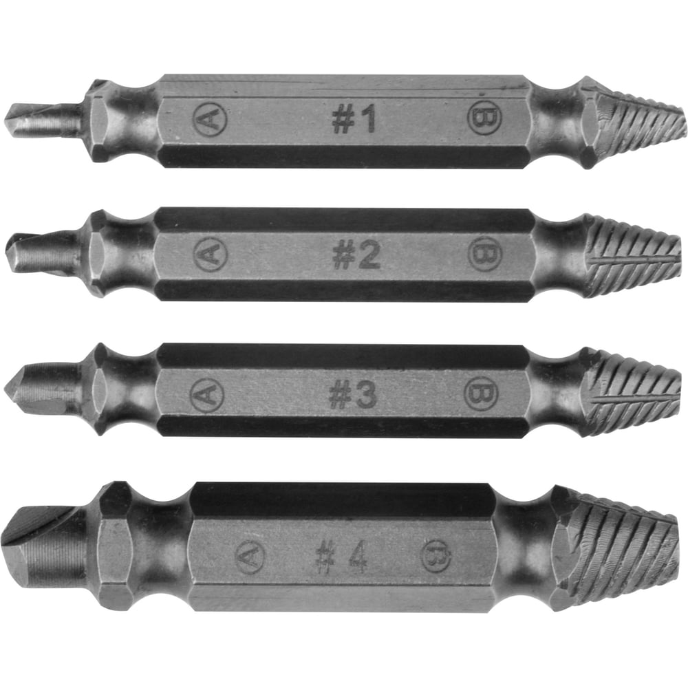 Набор двусторонних экстракторов, сталь S2, 4 штуки FIT IT Профи 36452 ...