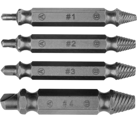 Набор двусторонних экстракторов, сталь S2, 4 штуки FIT IT Профи 36452