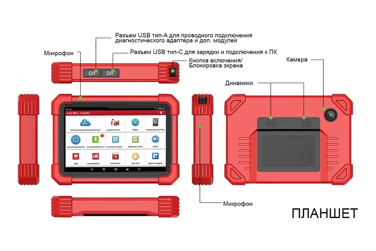 Диагностический сканер для легковых и грузовых автомобилей Launch X431 PRO3  Full v5.0 SE LNC-099