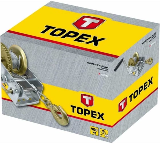 Канатная лебедка с храповым тормозом (0.55 т, канат 10 м) TOPEX 97X085