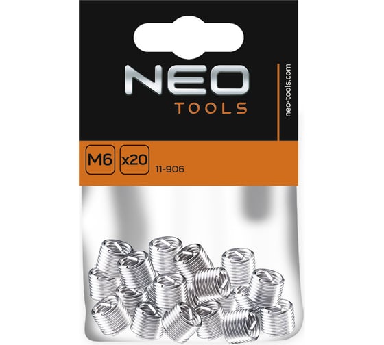 Набор резьбовых вставок M6 20 шт. NEO Tools 11-906