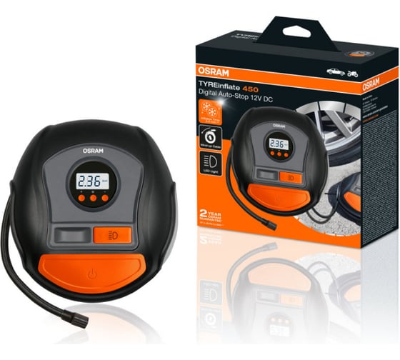 O-поршневой компрессор Osram 100 PSI, 35 л/мин, 10 А, 12 В OTI450