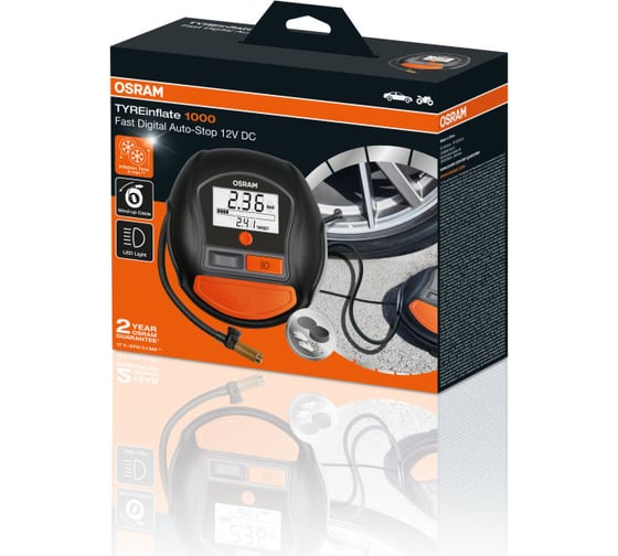 O-поршневой компрессор Osram 150 PSI, 40 л/мин, 14 А, 12 В OTI1000