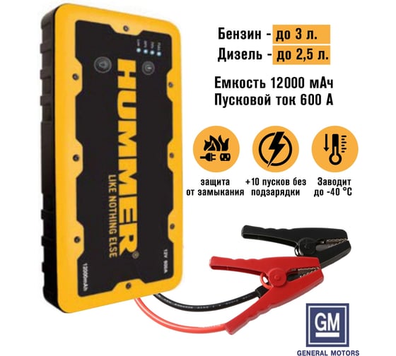 Пусковое устройство + Power Bank + LED фонарь HUMMER Н2 HMR02