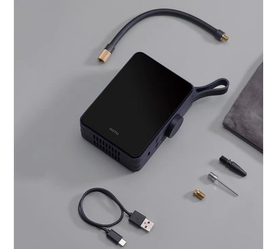 Компрессор накачки шин HOTO авто-мото-вело, акум 2500мАч, Portable Electric Tire Inflator QWCQB001