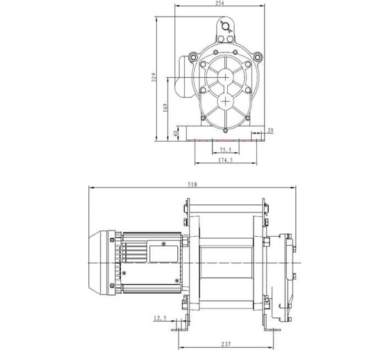 Электрическая лебедка TOR ЛЭК-500 E21 (KCD) 500 кг, 380 В с канатом 70 м 1002138