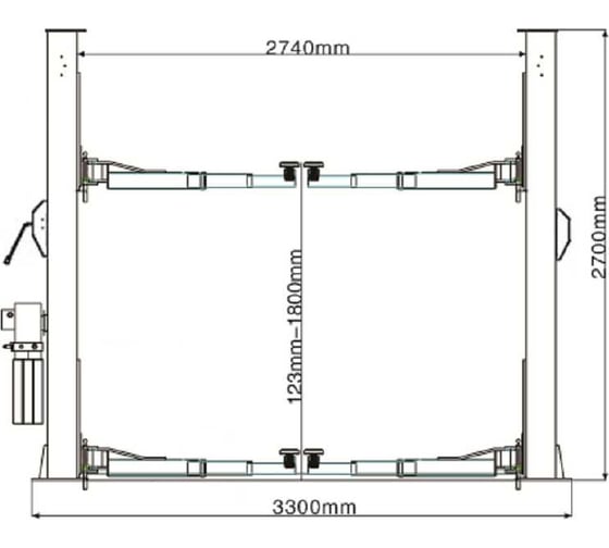 Подъемник KraftWell г/п 4.0т, 220В, упр. стопорами на 1-ой колонне KRW4ELM/220