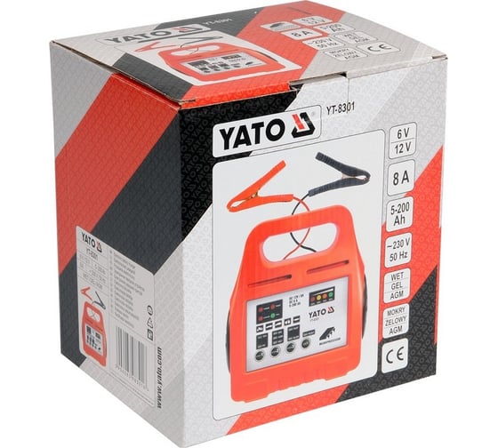Зарядное устройство YATO 6/12V, 8А, 5-200Ah YT-8301