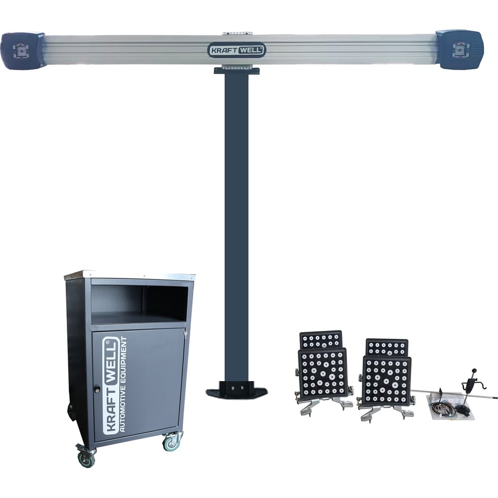 Стенд сход-развал KraftWell 3D двухкамерный с кабинетом и стальной ...