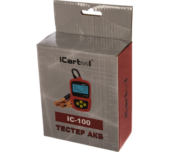 Тестер аккумуляторных батарей iCartool IC-100, АКБ 12В, до 800А, тест системы пуска и зарядки, вольтметр
