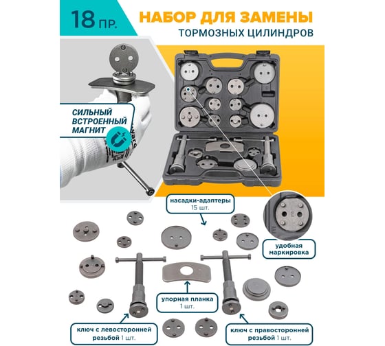 Набор инструментов для обслуживания тормозных цилиндров iLOFORCE 18пр IF-65805(54889)