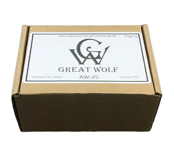 Балансировочный груз для стальных дисков Great Wolf 25 гр, коробка 100 шт AW-25