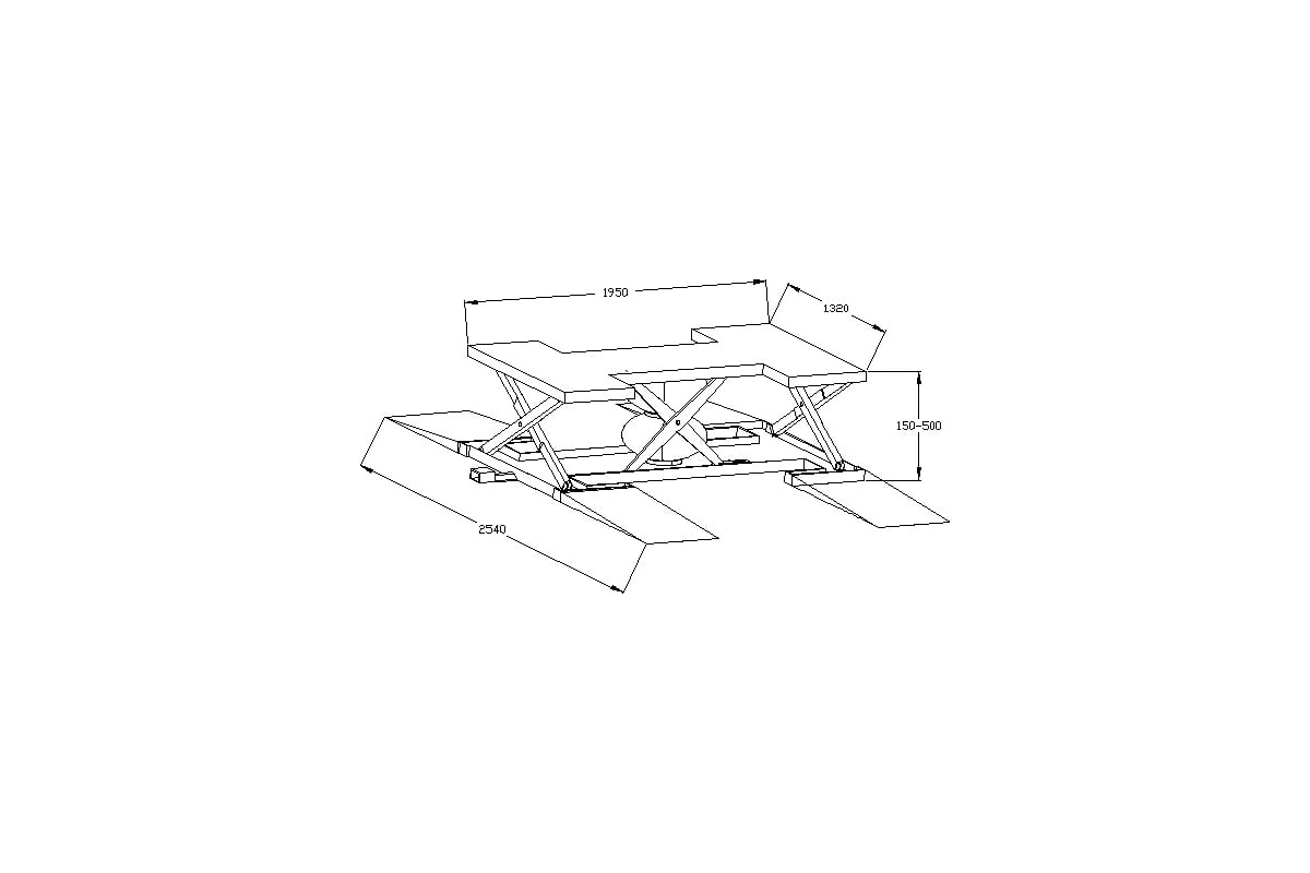 Ножничный пневматический напольный подъемник г/п 2500 кг. KRAFTWELL ...