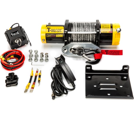 Электрическая лебедка с синтетическим тросом T-Max PRO 6000 12В W0428