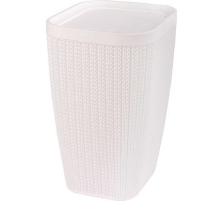Контейнер для мусора ЗПИ «Альтернатива» "Вязаное плетение" 10л бежевый М7489