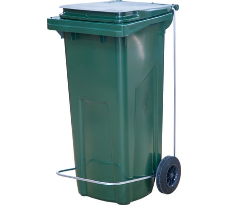 Мусорный контейнер Тара.ру п/э 120 л с педальным приводом П-образным, зелёный 17720