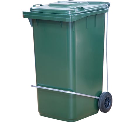 Мусорный контейнер Тара.ру п/э 240 л с педальным приводом П-образным, зелёный 17721