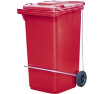Мусорный контейнер Тара.ру п/э 240 л с педальным приводом П-образным, красный 19513