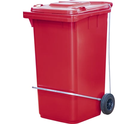 Мусорный контейнер Тара.ру п/э 240 л с педальным приводом П-образным, красный 19513