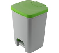 Контейнер для мусора CURVER ESSENTIALS серый/зеленый 20 л с педалью 00759-386-00