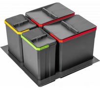 Комплект ведер AxiSpace для модуля 600 мм 2x15L+2x7L антрацит GTV PB-AS-600-2x15L-2X7L