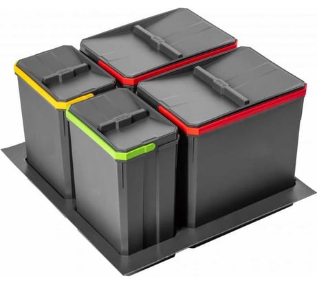 Комплект ведер AxiSpace для модуля 600 мм 2x15L+2x7L антрацит GTV PB-AS-600-2x15L-2X7L