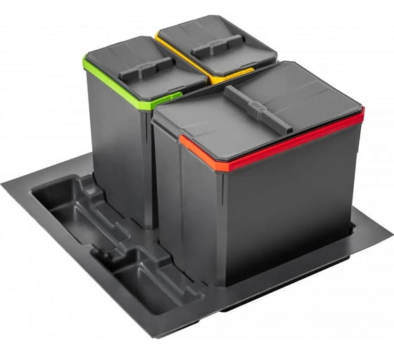 Комплект ведер GTV AxiSpace для модуля 600 мм 1x15L+2x7L антрацит PB-AS-600-1x15L-2X7L