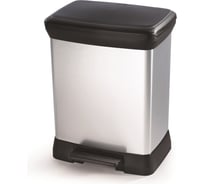 Контейнер для мусора с педалью CURVER DECO BIN 30 л, черный/серебристый 02164-582-00
