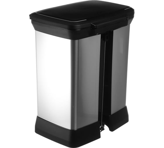Контейнер для мусора с педалью CURVER DECO BIN 30 л, черный/серебристый 02164-582-00