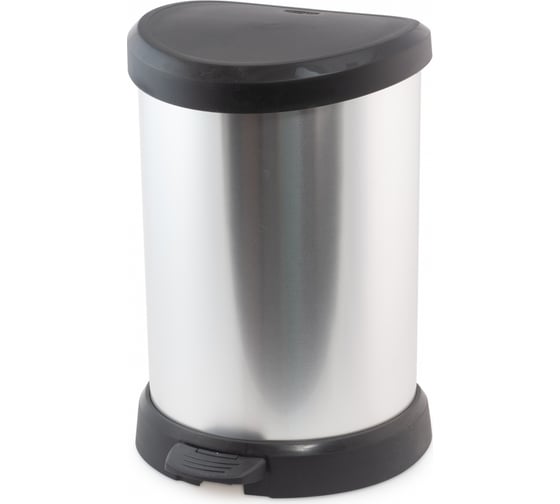 Контейнер для мусора CURVER DECO BIN 20 л, черный/серебристый 02120-582-03