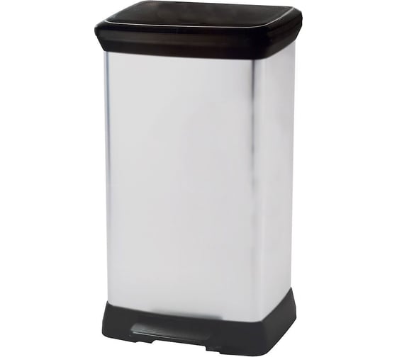 Контейнер для мусора с педалью DECO BIN 50л, цвет металлик CURVER 02162-582 1