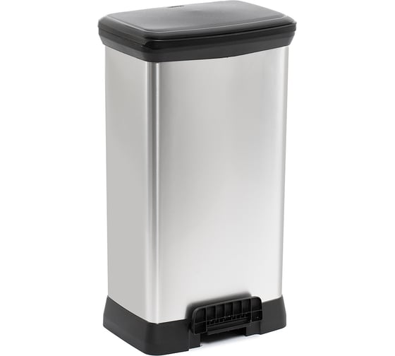 Контейнер для мусора с педалью DECO BIN 50л, цвет металлик CURVER 02162-582