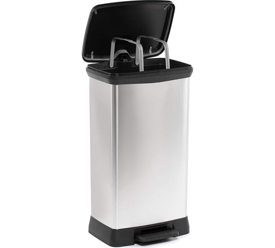 Контейнер для мусора с педалью DECO BIN 50л, цвет металлик CURVER 02162-582